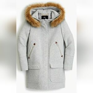 J. Crew Chateau Wool Parka Nello Gori Italian Stadium Cloth Gray Coat